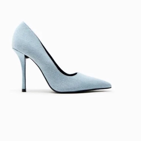 ZARA HIGH HEEL SHOES DENIM SZ 7.5 NEW - Picture 3 of 10